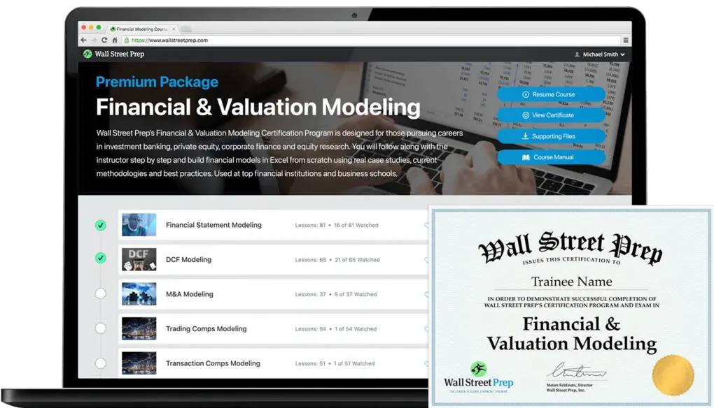 Wall Street Prep Financial & Valuation Modeling self-study program
