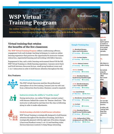 Wall Street Prep Virtual Training overview PDF cover